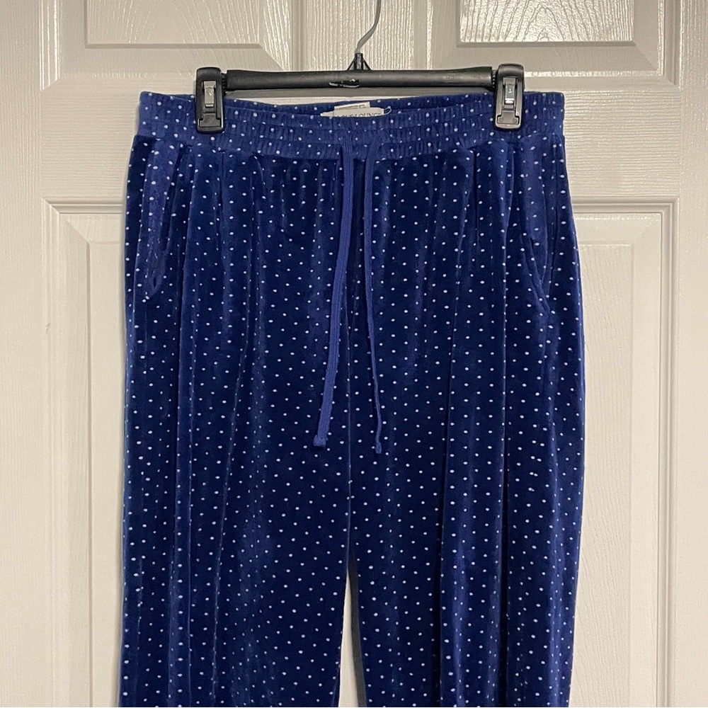 Karen Neuburger Blue Velvet Polka Dot Lounge Pants